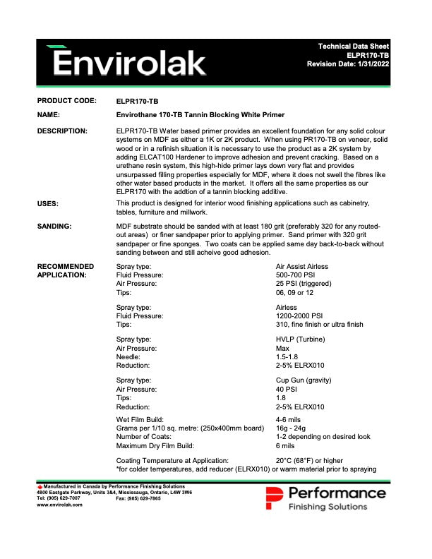 Envirothane 170 Tannin Blocking White Primer ELPR170-TB